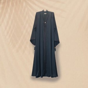 Moonstone Black Nida Abaya with Embroidery and Button Closure